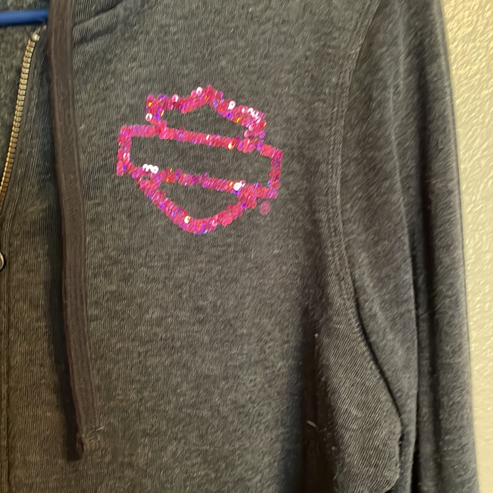 Harley-Davidson Charcoal Hoodie with Pink - Picture 2 of 5